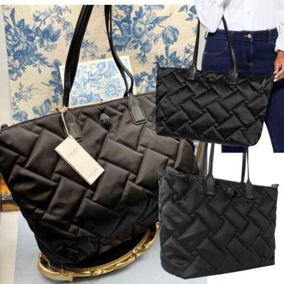 🆕 KURT GEIGER LONDON 🧿 NWT Recycled Nylon Drench Shopper Tote Bag Black